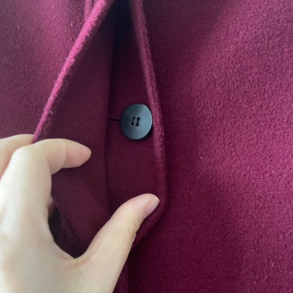 Zara Wool Blend Burgundy Coat Size S - Picture 3 of 10
